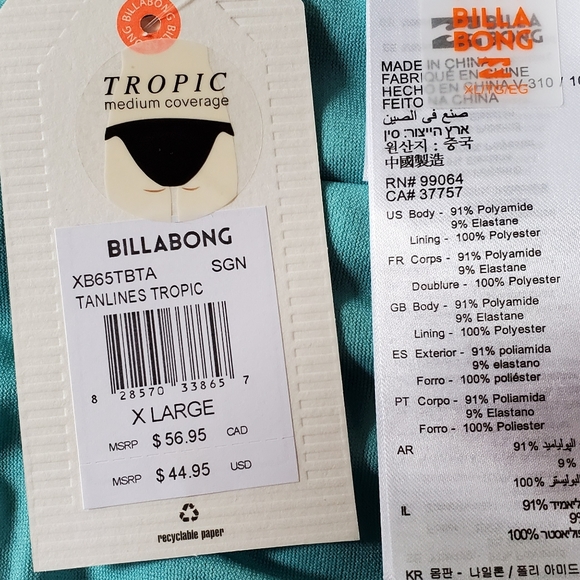 NWT Billabong Tan Lines Ribbed Bikini Bottoms - Picture 5 of 6